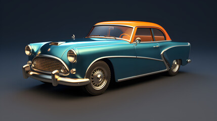 an antique blue car is featured on a dark background - Powered by Adobe