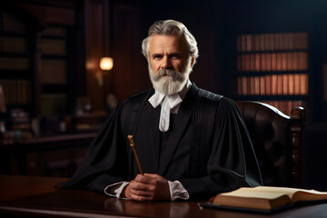 Portrait of a mature judge sitting on a court