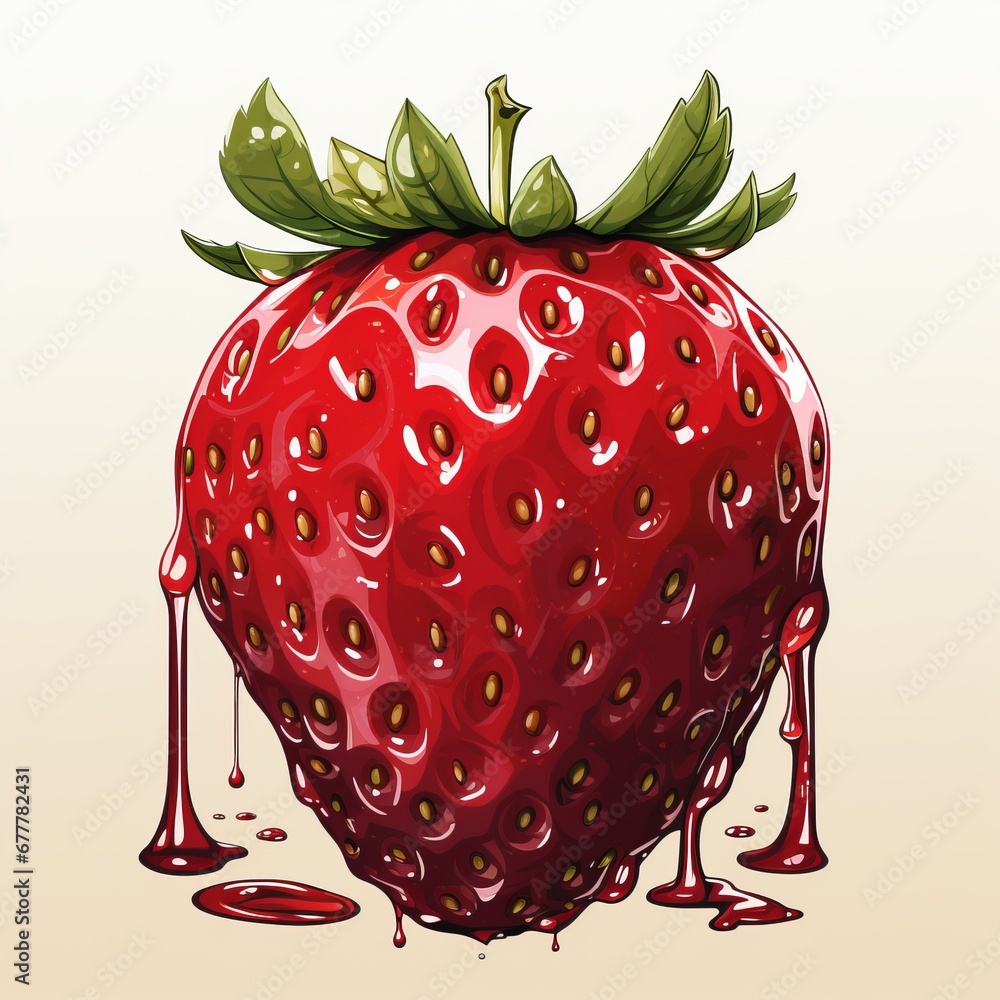 Poster bright strawberries with splashes of water. concept: rich color and dynamic paint movement create a 