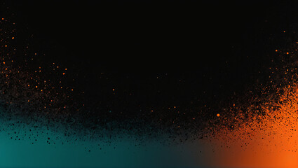 Fototapeta na wymiar A captivating Teal Orange Black glowing grainy gradient background with a white noise texture, ideal for a poster, header, or banner design.