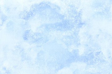 Light blue white Christmas background for design. New Year abstract pattern. Snow ice frozen water cold winter frost snowflake. Template.