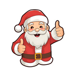 cartoon illustration of a happy santa claus  sticker thumbs up
