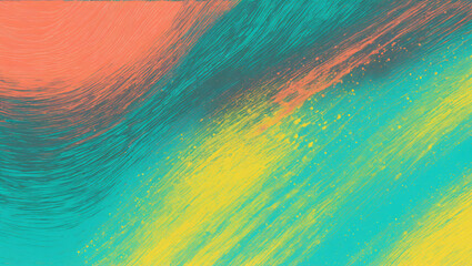 A lively Turquoise Coral Lemon glowing grainy gradient background with a graphite noise texture, perfect for a poster, header, or banner design. - obrazy, fototapety, plakaty
