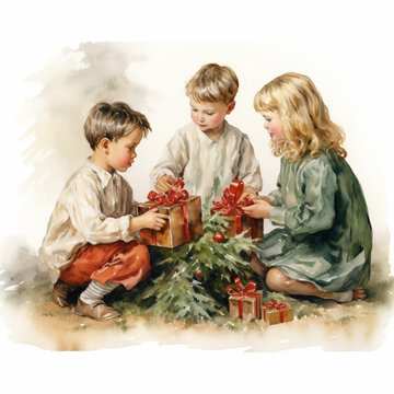 Children with gifts