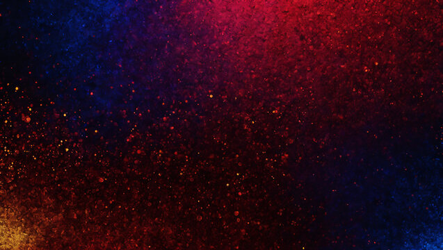 A dynamic Ruby Red Sapphire Blue Gold glowing grainy gradient background with a deep black noise texture, perfect for a poster, header, or banner design.