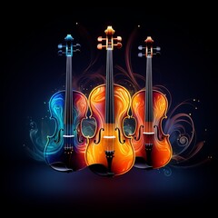violin and notes, background with guitar
