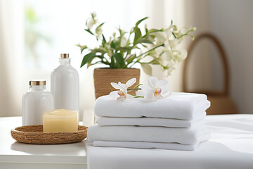spa still life with towels,ai generated