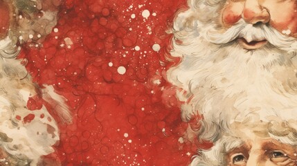  a close up of a painting of a santa clause with a beard and moustache on it's face. - obrazy, fototapety, plakaty