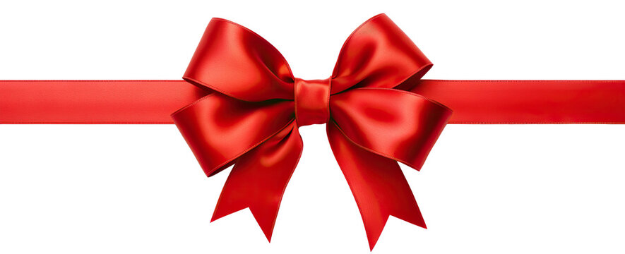 Red ribbon and bow, cut out