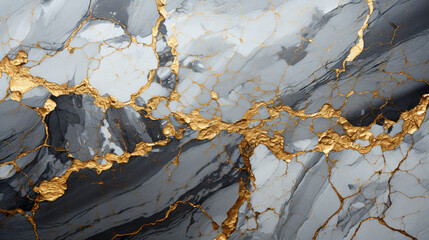 Gray and gold marble texture. Minimal background. Generative AI