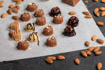 A variety of shapes of home candy with a chocolate glaze on them