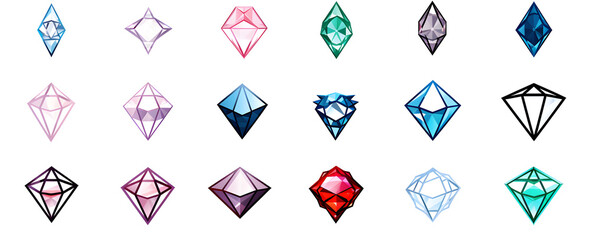 a set of colorful diamonds on a white background	
