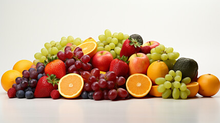 Various fruits on isolated white background