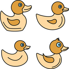 Duck icons set. Outline set of duck vector icons thin line color flat on white