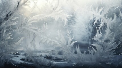  a close up of a frosted window with trees in the back ground and a sky in the back ground.