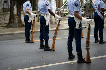 Air force soldiers are seen during the Brazilian independence parade in the city of Salvador,...