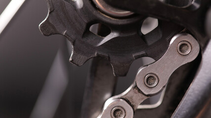 Macro shot of mountain bike chain