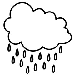 Doodle Lines Cloud Rainly Vector 