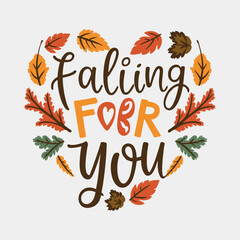 falling for you _ t-shirt design _ autumn t-shirt design _ autumn illustration _ flower t-shirt design 