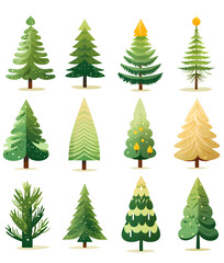 Obraz premium set of christmas trees pattern illustration 