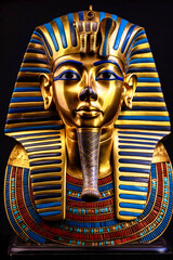 Tutankhamun pharaoh of Egypt illustration golden ancient statue - obrazy, fototapety, plakaty