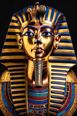 Tutankhamun pharaoh of Egypt illustration golden ancient statue