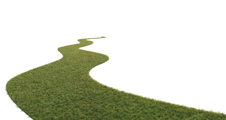 Grass path isolated on transparent background. 3D rendering.