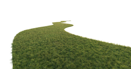 Grass path isolated on transparent background. 3D rendering.