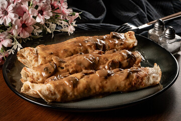 pancakes with mushroom sauce