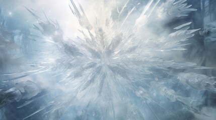  a digital painting of a snowflake that looks like it has snow flakes coming out of the top of it.