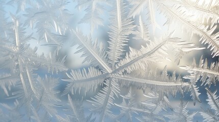  a close up of a frosted window with a blue sky in the back ground and a tree branch in the foreground.