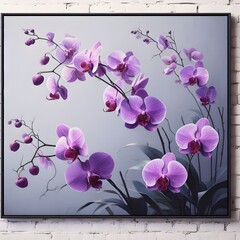 pink orchid on a wooden background - obrazy, fototapety, plakaty