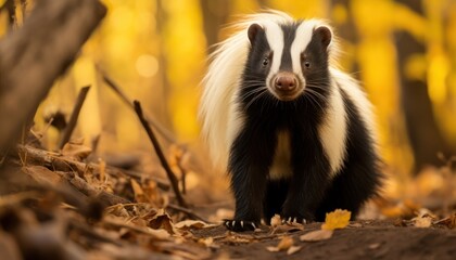 A Lone Striped Skunk in the Enchanted Woods
