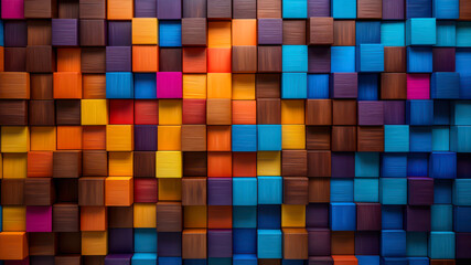 Colorful wooden cubes background