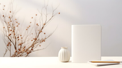 ceramic, notebook, ready to write, white background, serenity, cinematic, studio light 