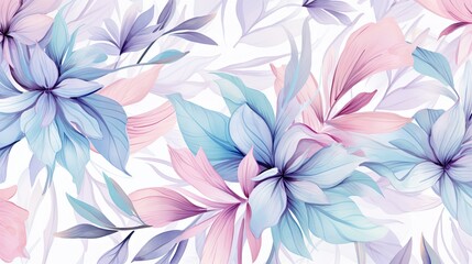  a close up of a bunch of flowers on a white background with blue, pink and purple flowers on it.
