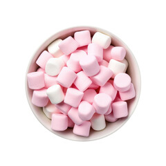 A Bowl of Pink and White Marshmallows Isolated on a Transparent Background
