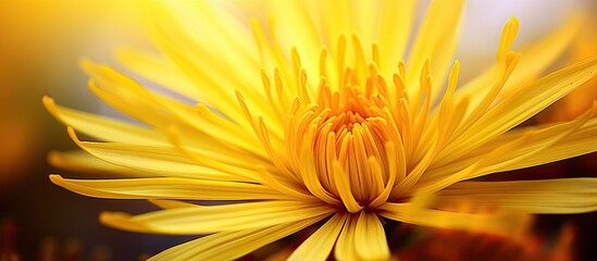 background of picturesque nature a vibrant and colorful flower blossoms captivating with its beautiful and natural yellow hue attracting wildlife through its radiant bloom This macro close 