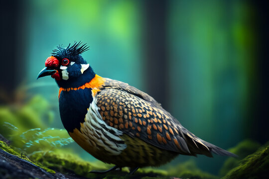 Perlhuhn, Auerhenne, Auerhahn, Fasan Portrait vor einem unscharfen Hintergrund aus Wald, wildlebende Tiere V&ouml;gel aus Europa, Amerika und Asien