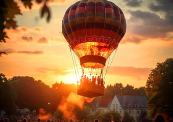 Tafelkleed Balloon with people in the sky © Kseniya