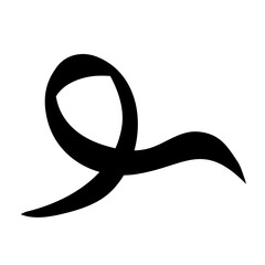 Black breast cancer awareness ribbon flat icon