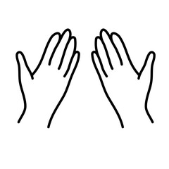 muslim praying hands line icon. Hand drawn of religious faithful person praying to God, hands prayer, Prayer Dua, praying hands, Islam symbols, Muslim praying.