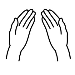 Fototapeta premium muslim praying hands line icon. Hand drawn of religious faithful person praying to God, hands prayer, Prayer Dua, praying hands, Islam symbols, Muslim praying.