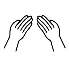 muslim praying hands line icon. Hand drawn of religious faithful person praying to God, hands prayer, Prayer Dua, praying hands, Islam symbols, Muslim praying.