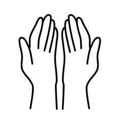 Obraz premium muslim praying hands line icon. Hand drawn of religious faithful person praying to God, hands prayer, Prayer Dua, praying hands, Islam symbols, Muslim praying.