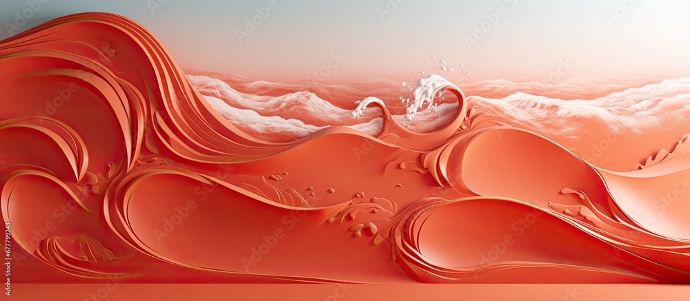 Poster the abstract design of the wallpaper combines a vibrant red color with a unique pattern inspired by 