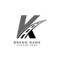 Letter K logo asphalt for identity. Construction template vector illustration for brand