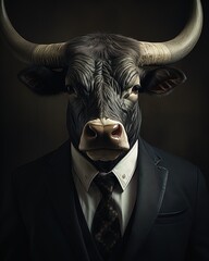 portrait of a bull - obrazy, fototapety, plakaty