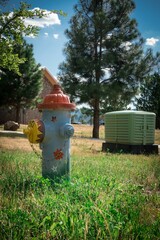 Fototapeta na wymiar Fire hydrant in the middle of a field
