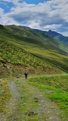 Fototapeta premium Vertical shot of a person hiking